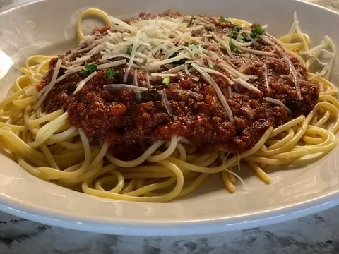 Spaghetti with meat sauce at Spiro's Pizza & Pasta in Shoreline WA